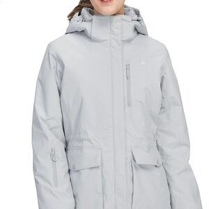 Camel Crown Women's Light Gray Hooded Ski Jacket Warm Winter Insulated  Coat